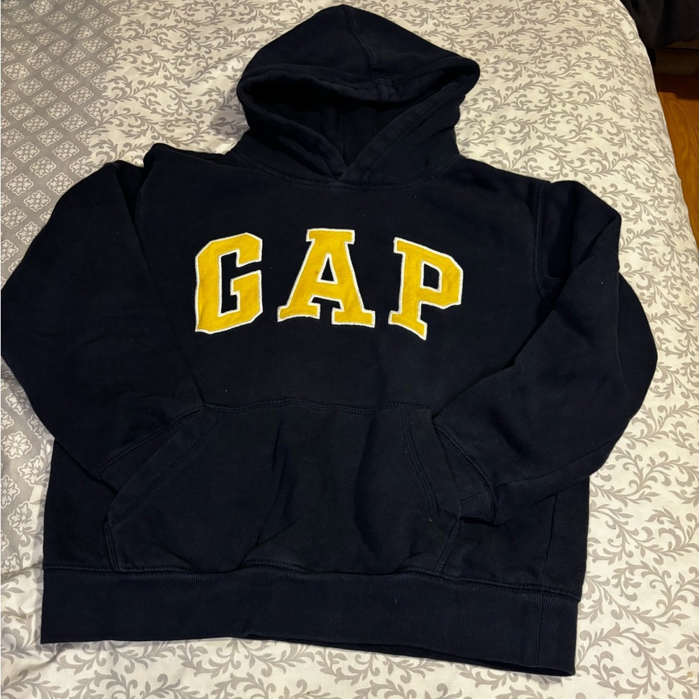GAP Kids Navy Hoodie With Yellow Writing